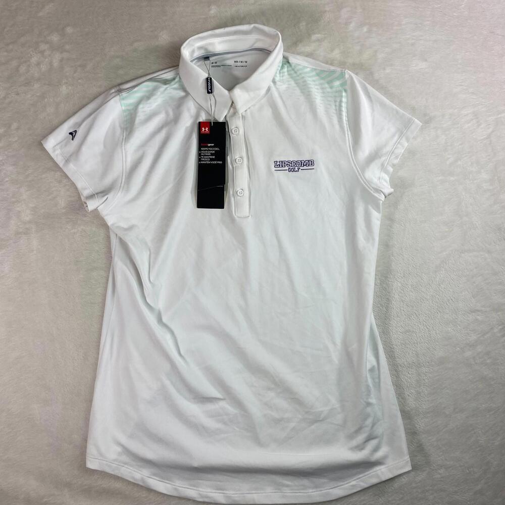 Under Armour Womens Golf Polo Shirt HeatGear White Lipscomb Golf Medium NWT #671